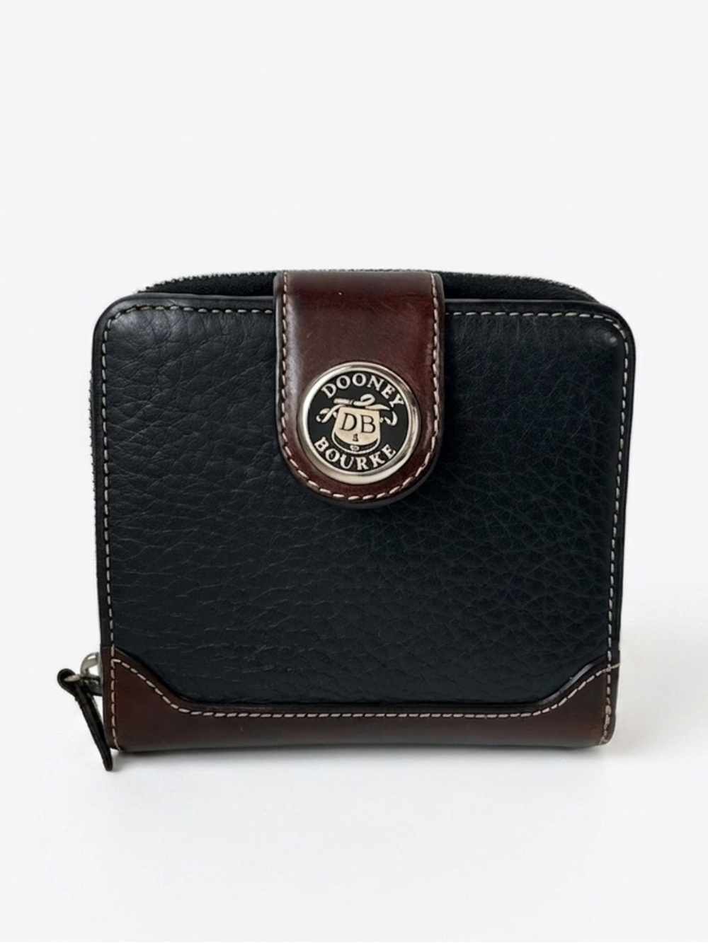 Vintage Dooney & Bourke Signature DB Crest Compact Flap & Zip-Around Wallet